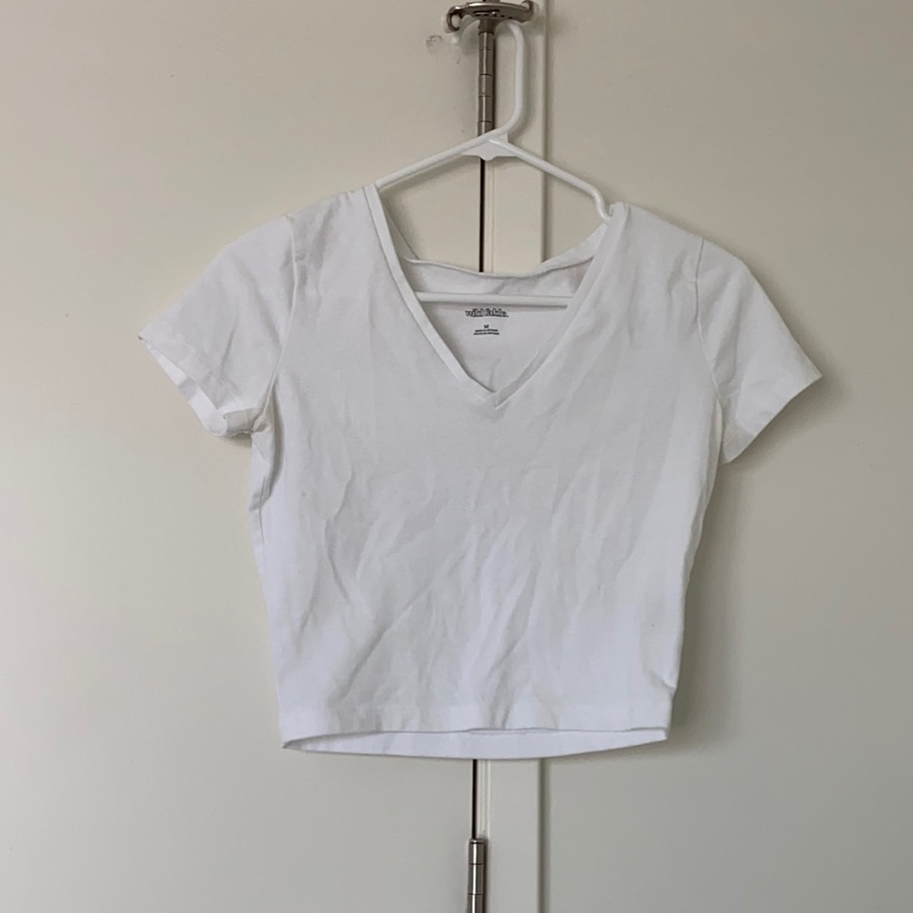 White v-neck crop top
